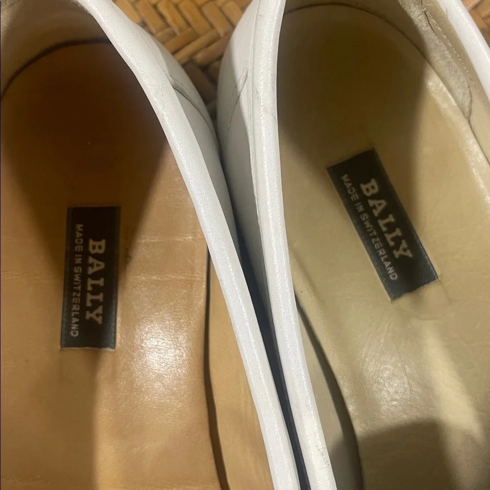 BALLY white leather mens horsebit loafers 10.5 EE